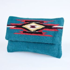 Southwest Boho Clutch Purse Chimayo Blue